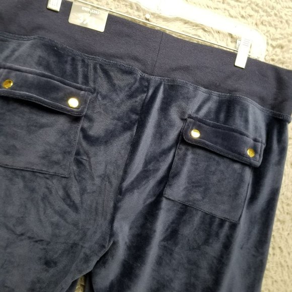 Dodo Pants Womens 3XL Velour Blue Stretch High Rise Drawstring Jogging NWT - Picture 11 of 16